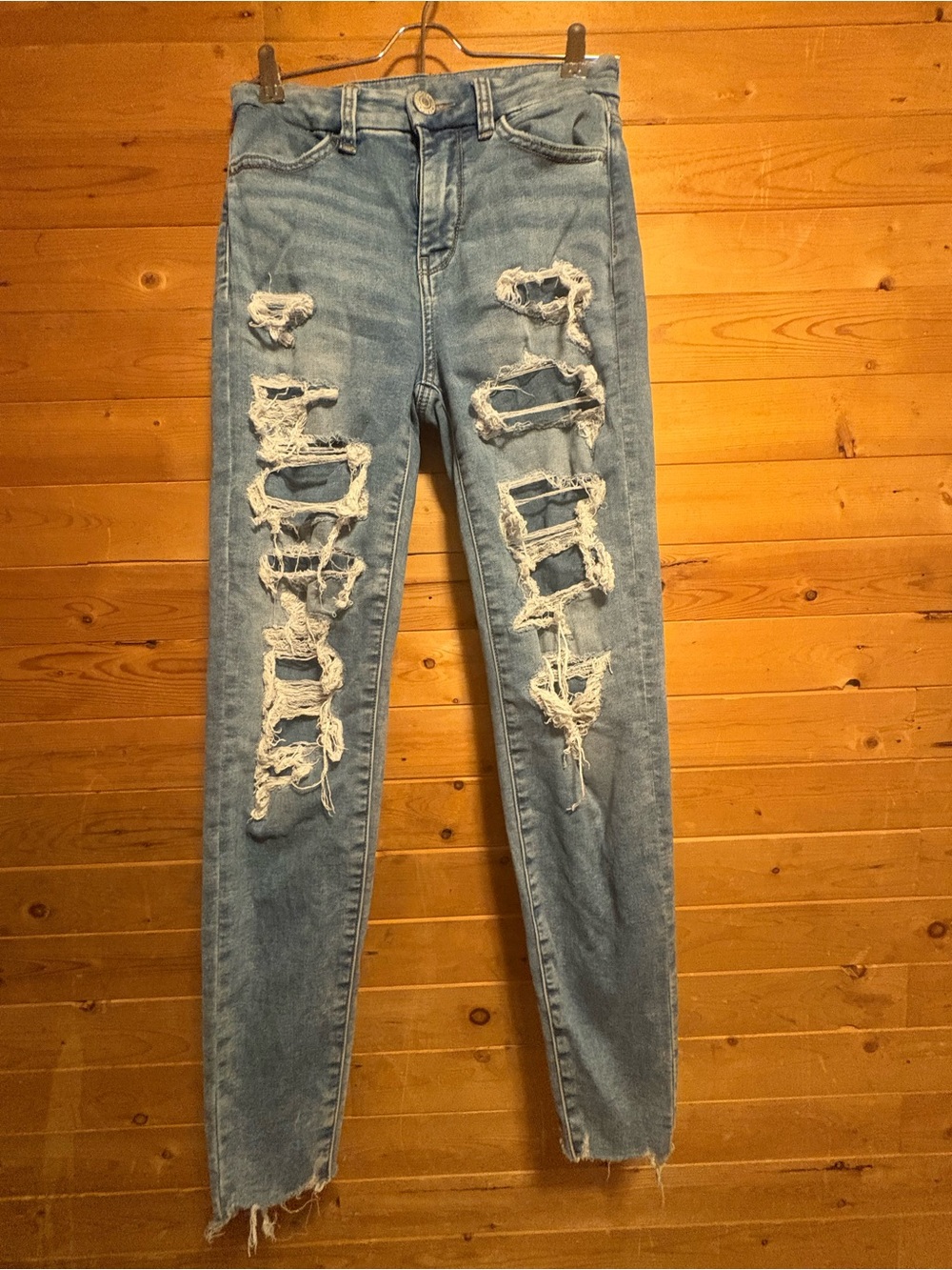 American Eagle Outfitters Light Blue Ripped Skinny Jeans